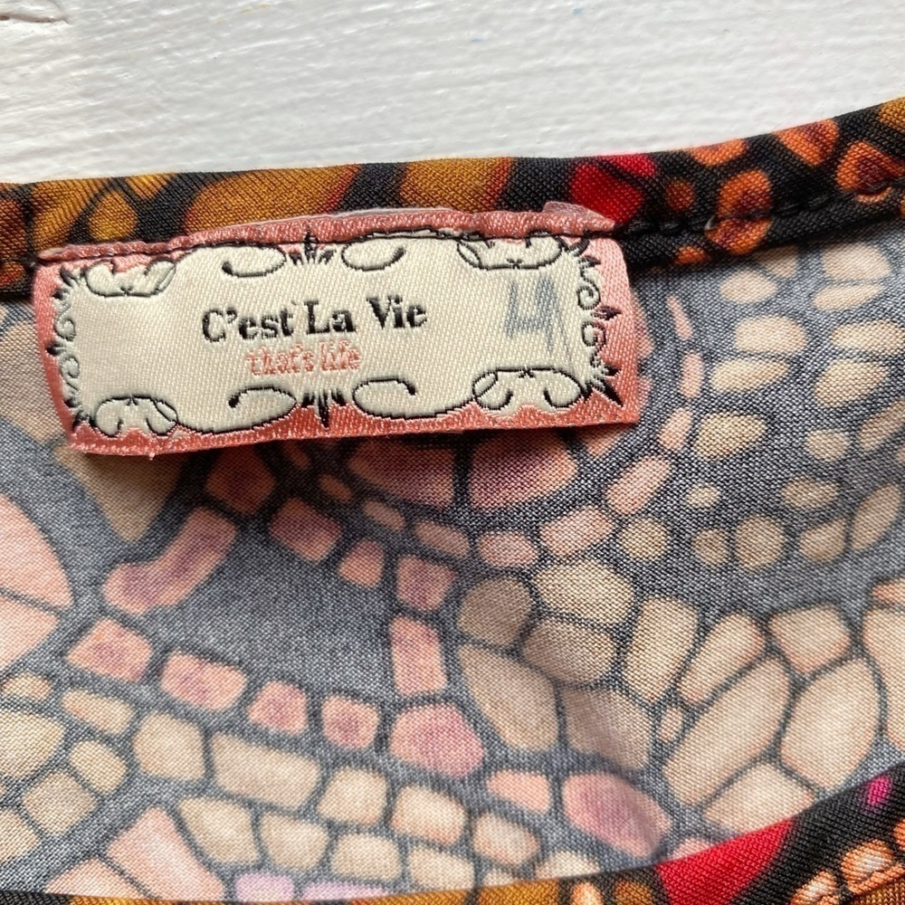 C'est La Vie Colorful Mosaic Print Midi Dress - Picture 6 of 13
